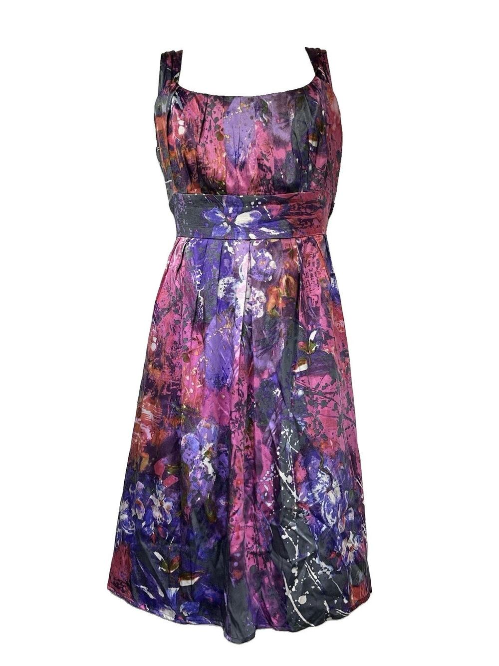 Suzi Chin Maggy Boutique Silk Dress Plus Size 16W Purple Pink Floral Party